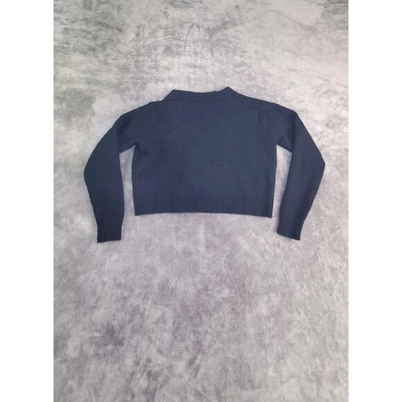 Brandy Melville Sweater Womens OS Navy Crop Cardigan Button Wool Cashmere C26-30 - Picture 9 of 10